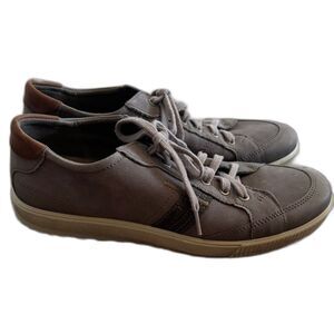 Ecco Ennio Retro Suede Sneakers Lace Up Mens Size 11 Grey Casual Shoes Preppy